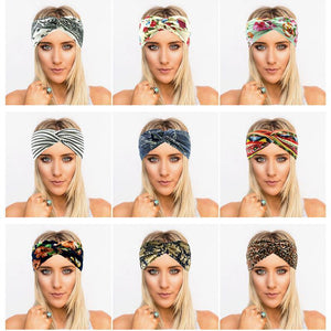 Boho Flower Headbands For Women Vintage Strecth Hairbands Bows Headband Yoga Turban Headwrap Girls Hair Accessories