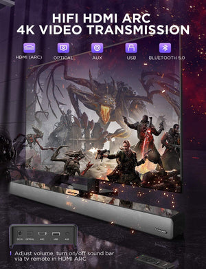 Planet Gates BOMAKER 100W TV Sound Bar Wired&Wireless Bluetooth Home 9 EQs/Deep Bass/CEC Remote/3D Surround SoundBar PC Theater TV Speaker