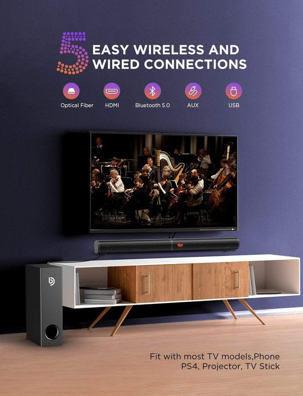 Planet Gates BOMAKER 190W 2.1 TV Soundbar Home Theater Sound System Bluetooth Speaker Sound Bar Subwoofer Support Optical AUX HDMI Speaker