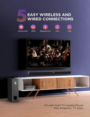 Planet Gates BOMAKER 190W 2.1 TV Soundbar Home Theater Sound System Bluetooth Speaker Sound Bar Subwoofer Support Optical AUX HDMI Speaker