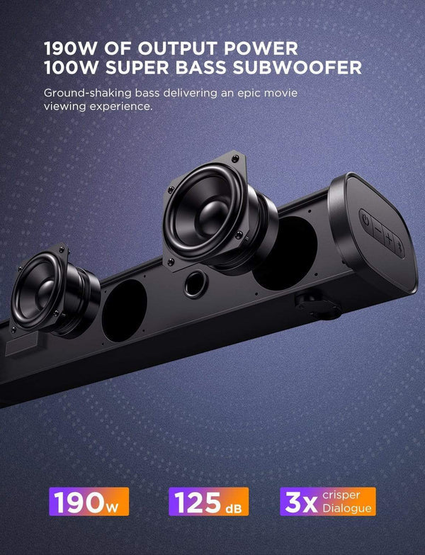 Planet Gates BOMAKER 190W 2.1 TV Soundbar Home Theater Sound System Bluetooth Speaker Sound Bar Subwoofer Support Optical AUX HDMI Speaker