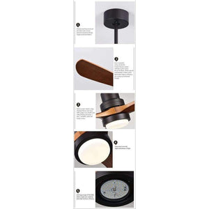 Planet Gates Botimi New LED Ceiling Fan For Living Room 220V Wooden Ceiling Fans With Lights 52 Inch Blades Cooling Fan Remote Fan Lamp