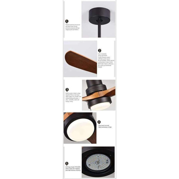 Planet Gates Botimi New LED Ceiling Fan For Living Room 220V Wooden Ceiling Fans With Lights 52 Inch Blades Cooling Fan Remote Fan Lamp