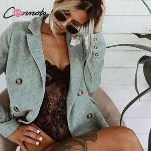 Planet Gates Bottom / S Blazer Coat Set Business Casual Women Suits Vintage Double Breasted Zipper Pant Ladies 2 Pieces Blazer Pant Set