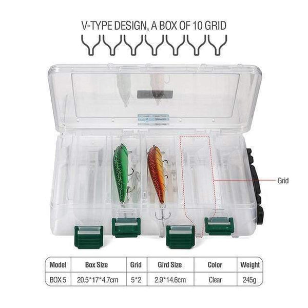 Planet Gates BOX 5 Fishing Box for Baits Double Sided Plastic Lure Boxes Fly Fishing Tackle Storage Box Supplies Accessories High Strength