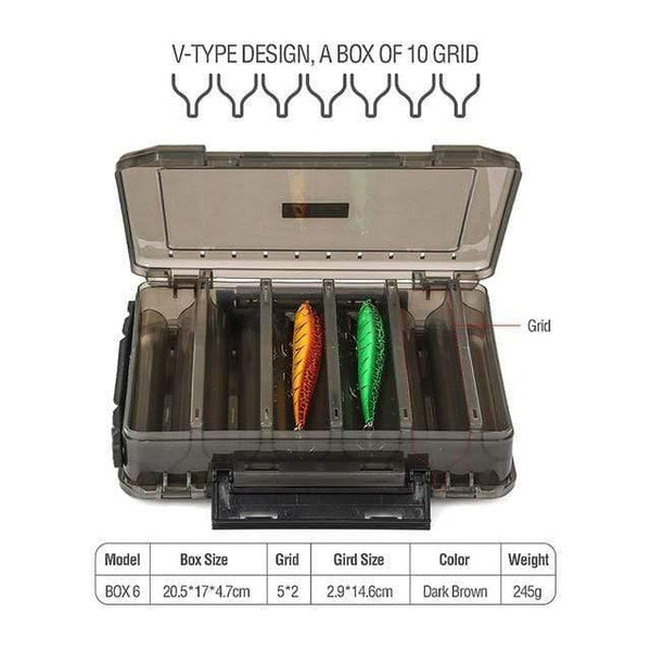Planet Gates BOX 6 Fishing Box for Baits Double Sided Plastic Lure Boxes Fly Fishing Tackle Storage Box Supplies Accessories High Strength