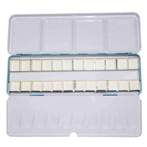 Planet Gates Box with 24 half pan Watercolor Paints Palette Pigment Palett Blue Tins Box with 14 Pcs Full Pans and 24 Half Pans For Art Painting Palette Supplies