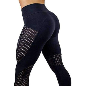Planet Gates BP30DA40-Black / XXL Women Push Up Hip Mesh Patchwork Breathable Quick drying Fitness Workout trousers Elastic 2018 Fashion New