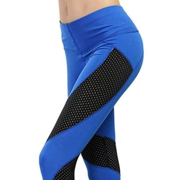 Planet Gates BP30DA40-Blue / XXL Women Push Up Hip Mesh Patchwork Breathable Quick drying Fitness Workout trousers Elastic 2018 Fashion New