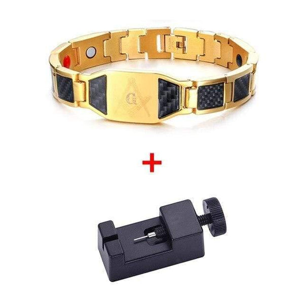 Planet Gates Bracelet add Tool Bio Energy Hologram Bracelets for Men Magnets Magnetic Healthy Bangles Male Hand Cuff Luxury Masonic Jewelry 21.5 cm