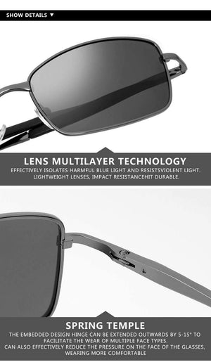 Planet Gates Brand Designer Driving Polarized Sunglasses Men Rectangle Metal Sun Glasses Eyewear Accessories