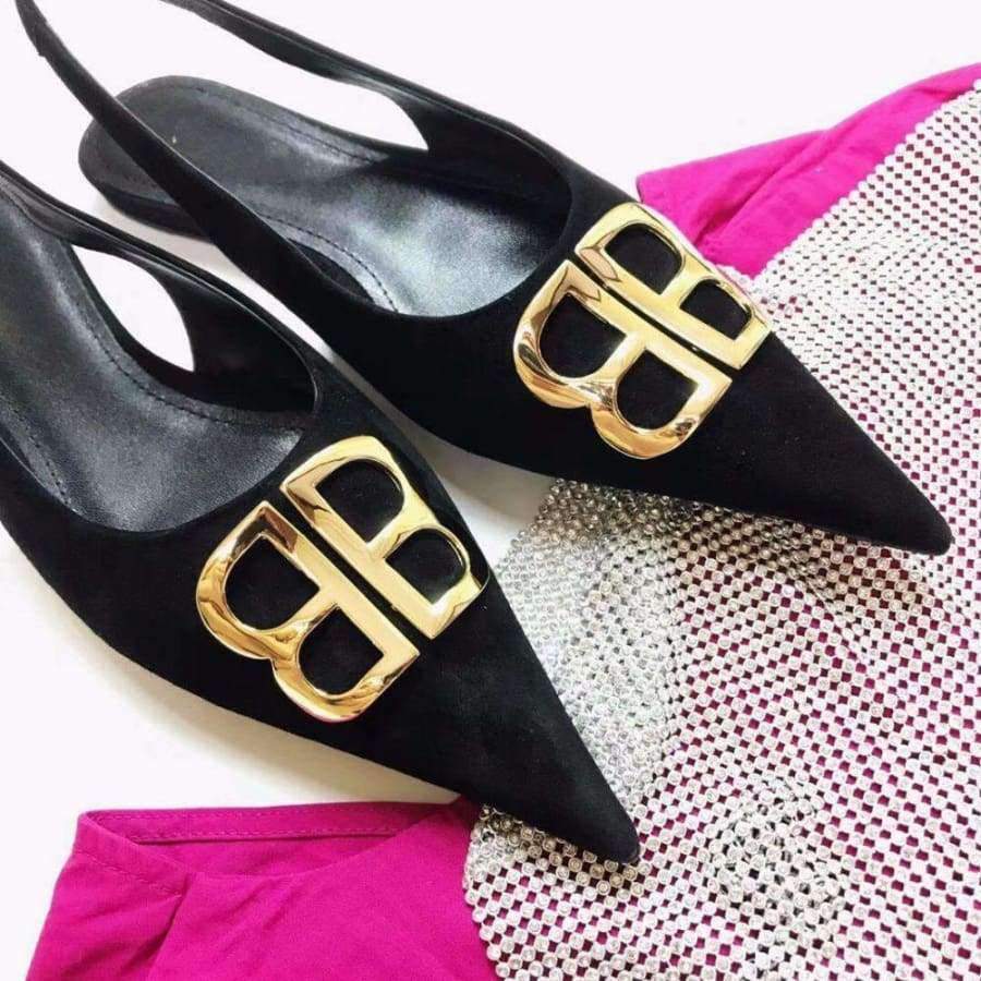 Planet Gates as pic / 35 Brand Designers Shoes Woman Flats Pointed Toes Metal Decoration Design Slingbacks Flats Fashion Casual Tipe Cozy Shoes Woman