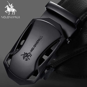 Brand Fashion Automatic Buckle Black Genuine Leather Belt Men's Belts Cow Leather Belts For Men 3.5cm Width WQE789