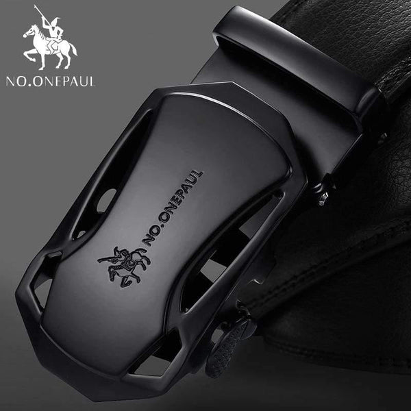 Brand Fashion Automatic Buckle Black Genuine Leather Belt Men's Belts Cow Leather Belts For Men 3.5cm Width WQE789