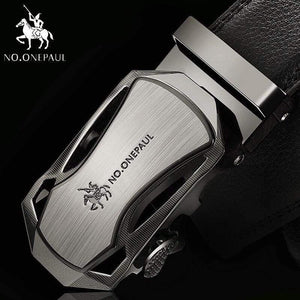 Brand Fashion Automatic Buckle Black Genuine Leather Belt Men's Belts Cow Leather Belts For Men 3.5cm Width WQE789