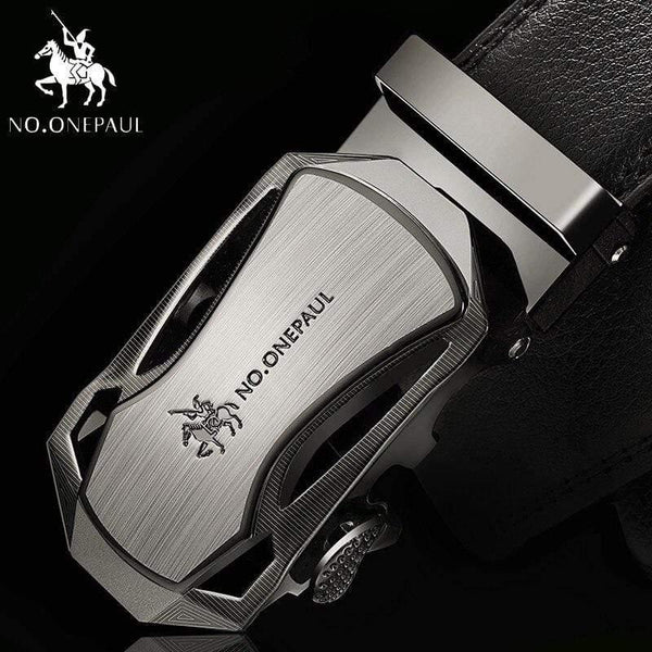 Brand Fashion Automatic Buckle Black Genuine Leather Belt Men's Belts Cow Leather Belts For Men 3.5cm Width WQE789