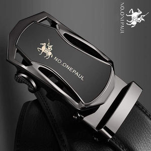 Brand Fashion Automatic Buckle Black Genuine Leather Belt Men's Belts Cow Leather Belts For Men 3.5cm Width WQE789