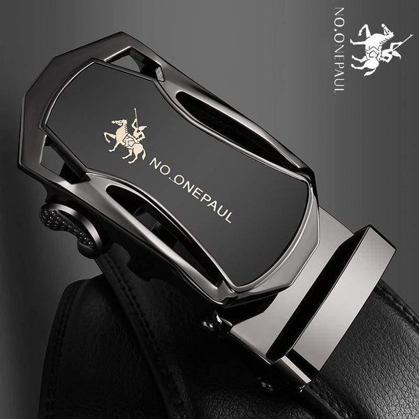 Brand Fashion Automatic Buckle Black Genuine Leather Belt Men's Belts Cow Leather Belts For Men 3.5cm Width WQE789