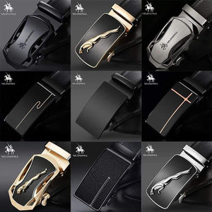Brand Fashion Automatic Buckle Black Genuine Leather Belt Men's Belts Cow Leather Belts For Men 3.5cm Width WQE789