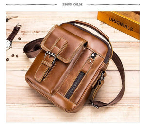 Planet Gates Brand Genuine Leather Shoulder Bag Men Messenger Bags Small Casual Flap Zipper Design Male CrossBody Bag
