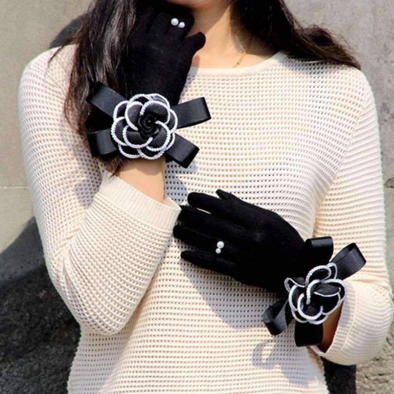 Planet Gates Brand Gloves Winter Women Gloves  Cashmere Mittens Female Big Flower Warm Wool Gloves Women Driving Gloves