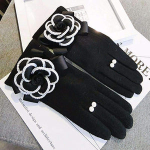 Planet Gates Brand Gloves Winter Women Gloves  Cashmere Mittens Female Big Flower Warm Wool Gloves Women Driving Gloves