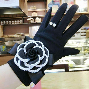 Planet Gates Brand Gloves Winter Women Gloves  Cashmere Mittens Female Big Flower Warm Wool Gloves Women Driving Gloves