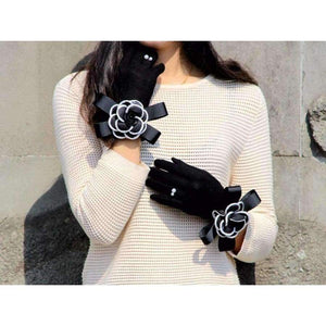 Planet Gates Brand Gloves Winter Women Gloves  Cashmere Mittens Female Big Flower Warm Wool Gloves Women Driving Gloves
