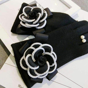 Planet Gates Brand Gloves Winter Women Gloves  Cashmere Mittens Female Big Flower Warm Wool Gloves Women Driving Gloves