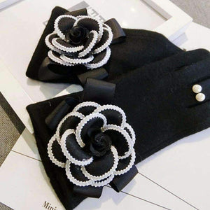 Planet Gates Brand Gloves Winter Women Gloves  Cashmere Mittens Female Big Flower Warm Wool Gloves Women Driving Gloves