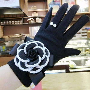 Planet Gates Brand Gloves Winter Women Gloves  Cashmere Mittens Female Big Flower Warm Wool Gloves Women Driving Gloves