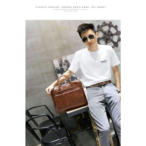 Planet Gates Brand Men's Briefcase Handbag Crazy Horse Pu Leather Messenger Travel Bag Business Men Tote Bags Man Casual Crossbody Briefcases