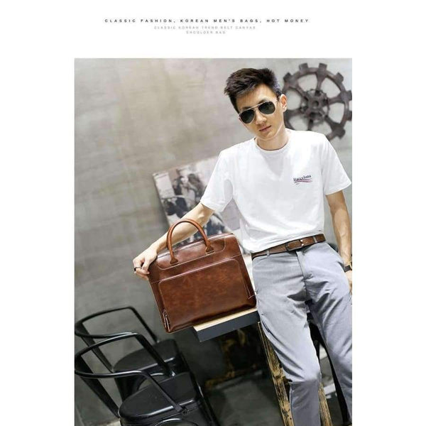 Planet Gates Brand Men's Briefcase Handbag Crazy Horse Pu Leather Messenger Travel Bag Business Men Tote Bags Man Casual Crossbody Briefcases