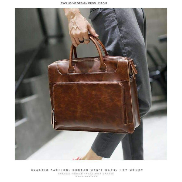 Planet Gates Brand Men's Briefcase Handbag Crazy Horse Pu Leather Messenger Travel Bag Business Men Tote Bags Man Casual Crossbody Briefcases