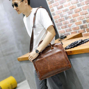 Planet Gates Brand Men's Briefcase Handbag Crazy Horse Pu Leather Messenger Travel Bag Business Men Tote Bags Man Casual Crossbody Briefcases