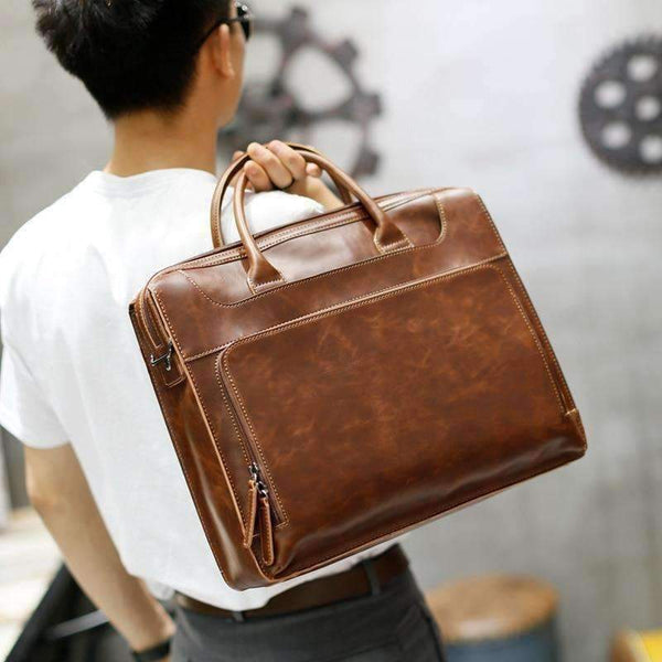 Planet Gates Brand Men's Briefcase Handbag Crazy Horse Pu Leather Messenger Travel Bag Business Men Tote Bags Man Casual Crossbody Briefcases