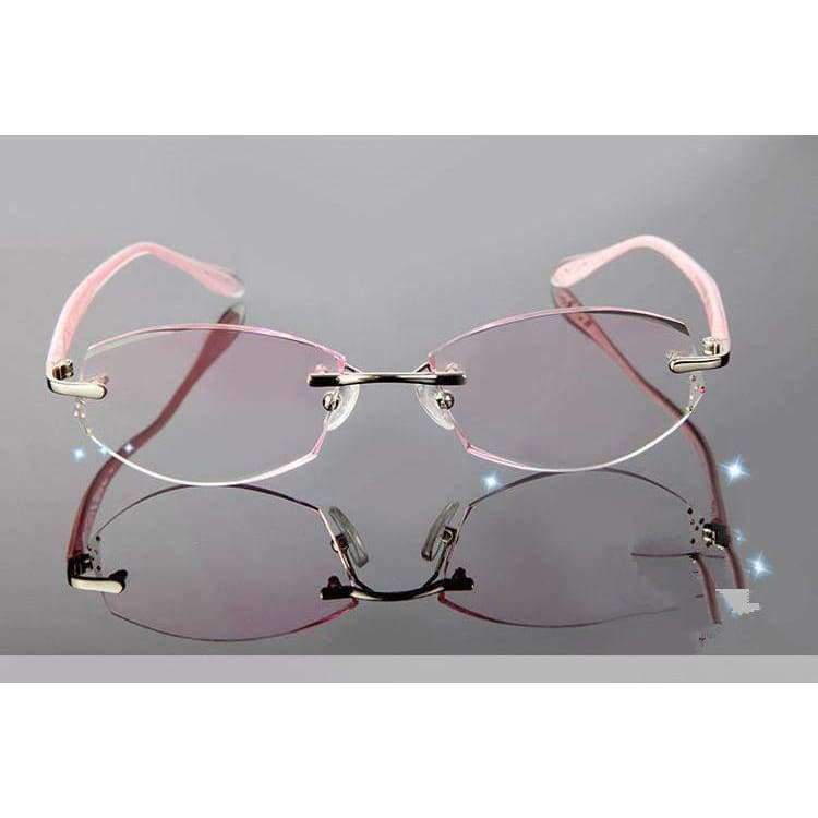 Planet Gates Brand Tint Lenses Sunglasses Titanium Eyewear Female Diamond Crystal Trimmed Glasses Frame Cat Eye Rimless Glasses Woman