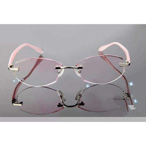 Planet Gates Brand Tint Lenses Sunglasses Titanium Eyewear Female Diamond Crystal Trimmed Glasses Frame Cat Eye Rimless Glasses Woman