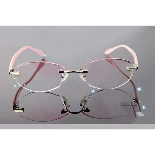 Planet Gates Brand Tint Lenses Sunglasses Titanium Eyewear Female Diamond Crystal Trimmed Glasses Frame Cat Eye Rimless Glasses Woman