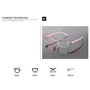 Planet Gates Brand Tint Lenses Sunglasses Titanium Eyewear Female Diamond Crystal Trimmed Glasses Frame Cat Eye Rimless Glasses Woman