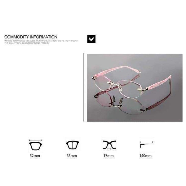 Planet Gates Brand Tint Lenses Sunglasses Titanium Eyewear Female Diamond Crystal Trimmed Glasses Frame Cat Eye Rimless Glasses Woman