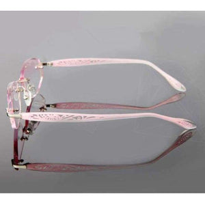 Planet Gates Brand Tint Lenses Sunglasses Titanium Eyewear Female Diamond Crystal Trimmed Glasses Frame Cat Eye Rimless Glasses Woman