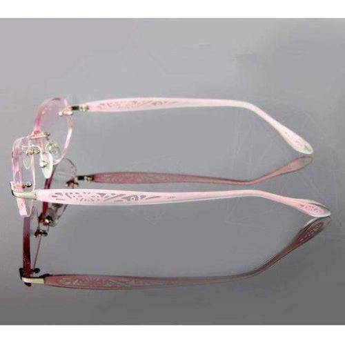 Planet Gates Brand Tint Lenses Sunglasses Titanium Eyewear Female Diamond Crystal Trimmed Glasses Frame Cat Eye Rimless Glasses Woman