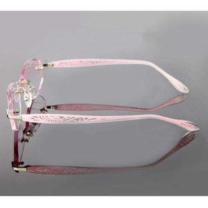 Planet Gates Brand Tint Lenses Sunglasses Titanium Eyewear Female Diamond Crystal Trimmed Glasses Frame Cat Eye Rimless Glasses Woman