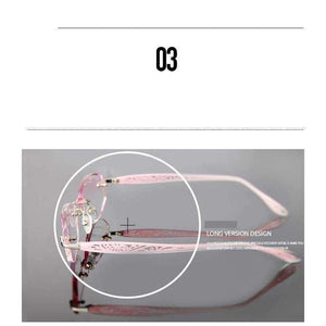 Planet Gates Brand Tint Lenses Sunglasses Titanium Eyewear Female Diamond Crystal Trimmed Glasses Frame Cat Eye Rimless Glasses Woman