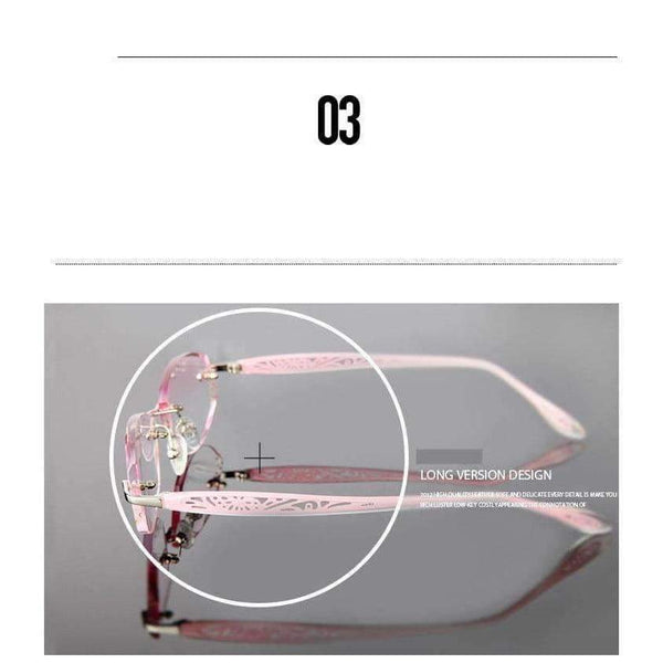 Planet Gates Brand Tint Lenses Sunglasses Titanium Eyewear Female Diamond Crystal Trimmed Glasses Frame Cat Eye Rimless Glasses Woman