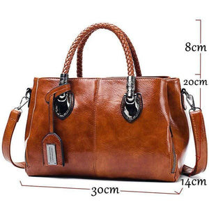 Brand Vintage Oil WAX Leather Womens Hand bags Designers Luxury Handbags Women Shoulder Bags