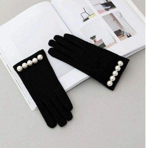 Planet Gates Brand Women Gloves Winter Luxury Pearl Warm Wool Gloves Ladies  Fashion Gloves  Cashmere Mittens Female