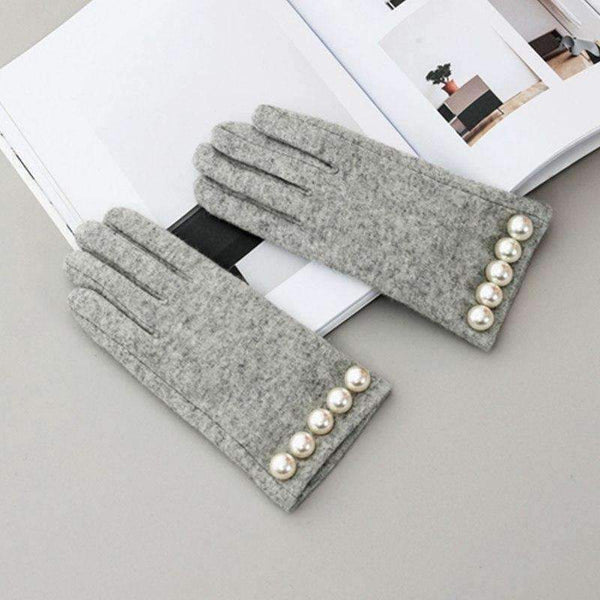 Planet Gates Brand Women Gloves Winter Luxury Pearl Warm Wool Gloves Ladies  Fashion Gloves  Cashmere Mittens Female