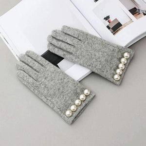 Planet Gates Brand Women Gloves Winter Luxury Pearl Warm Wool Gloves Ladies  Fashion Gloves  Cashmere Mittens Female